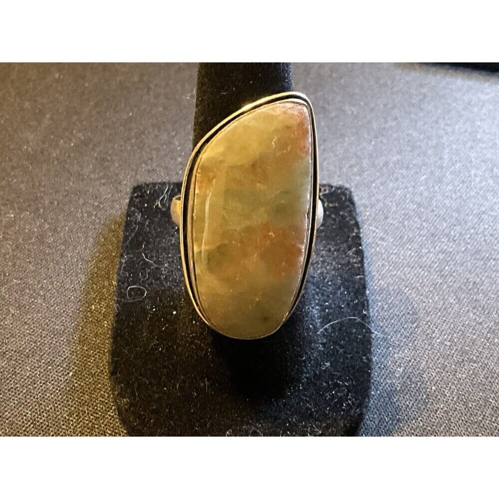 Size 6 925 Sterling Vintage Aqua Seraphinite 1.5in Gemstone